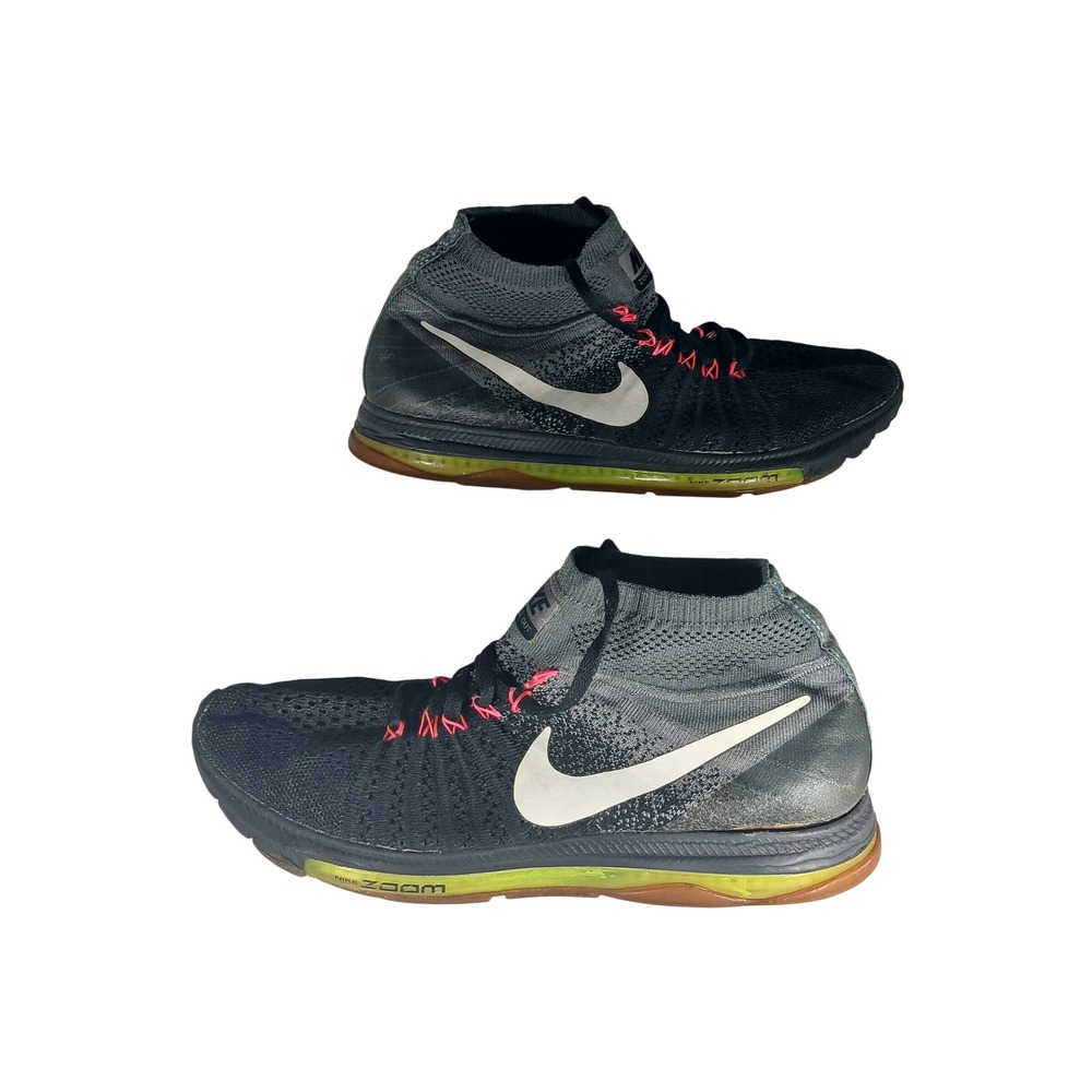 Nike Zoom All Out Flyknit Womens‎ 10 Black Grey Volt Running Shoes 845361-002